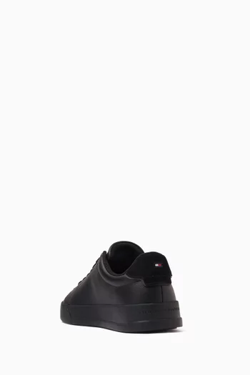 Contrast Heel Court Sneakers in Leather
