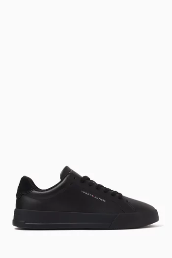 Contrast Heel Court Sneakers in Leather