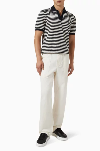 Stripe Textured Knit Polo Shirt