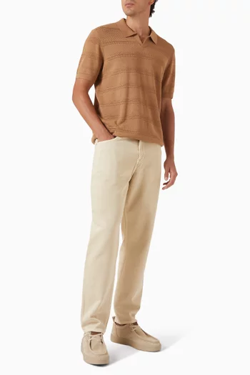 Striped Polo Shirt in Cotton Knit