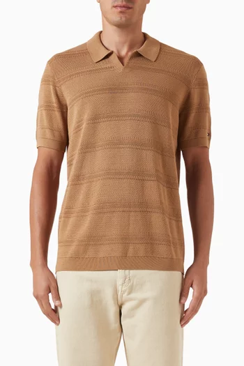 Striped Polo Shirt in Cotton Knit