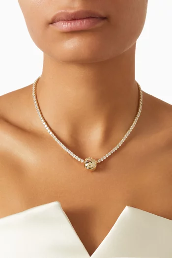 CZ Tennis Necklace in Gold-plated Brass