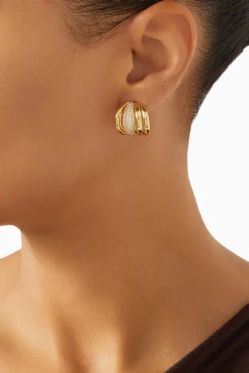 Pavé CZ Cage Earrings in 14kt Gold-plated Brass