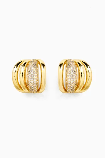 Pavé CZ Cage Earrings in 14kt Gold-plated Brass
