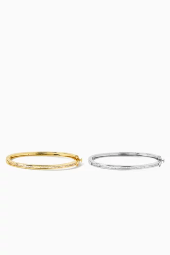CZ Baguette Bangle Set in Gold-plated Brass