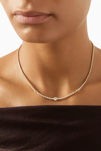 CZ Tennis Necklace in Gold-plated Brass