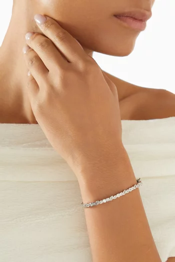 CZ Multi Shape Bangle in Rhodium-plated Brass