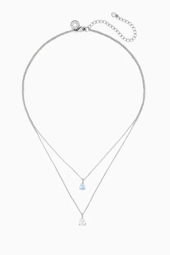 قلادة بسلسلة مزدوجة مرصعة بأحجار زركونيا نحاس مطلي روديوم