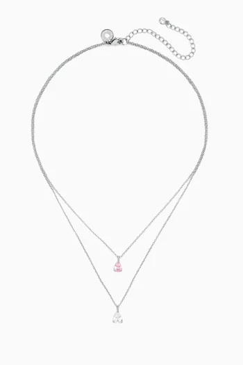 قلادة بسلسلة مزدوجة مرصعة بأحجار زركونيا نحاس مطلي روديوم