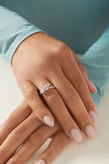 CZ Pear Wrap Ring in Rhodium-plated Brass