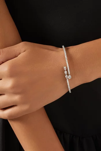 CZ Pear Pavé Hinged Bangle in Rhodium-plated Brass