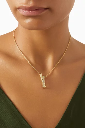 CZ Pavé Pendant Necklace in Gold-plated Brass