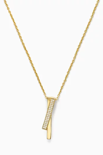 CZ Pavé Pendant Necklace in Gold-plated Brass