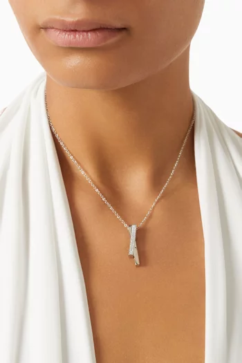 CZ Pavé Pendant Necklace in Rhodium-plated Brass