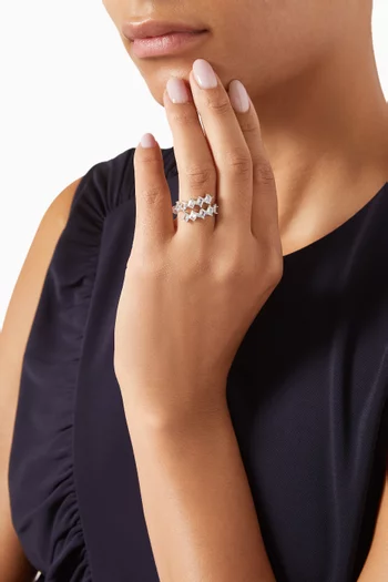 CZ Emerald Wrap Open Ring in Rhodium-plated Brass