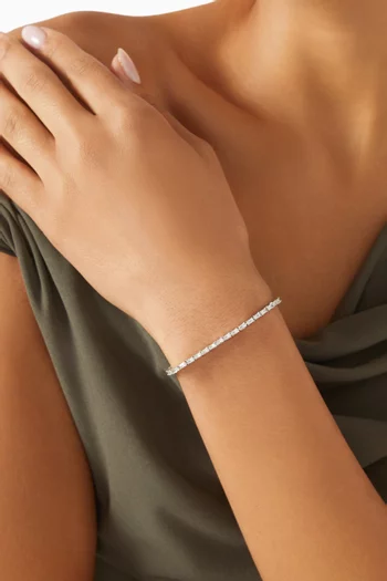 CZ Baguette Tennis Bracelet in Rhodium-plated Brass