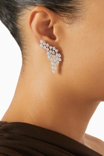 CZ Statement Crawler Earrings in Rhodium-plated Brass