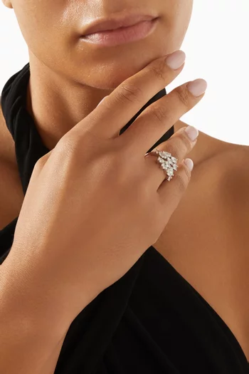 CZ Open-wrap Ring in Rhodium-plated Brass