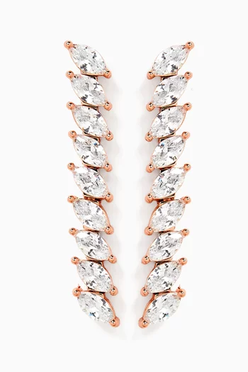 CZ Marquis Drop Earrings in Rose-gold Plated Brass