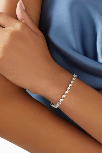 CZ Marquis Tennis Bracelet in Rhodium-plated Brass