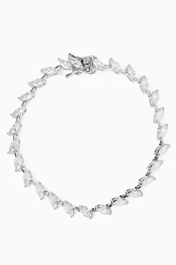 CZ Marquis Tennis Bracelet in Rhodium-plated Brass