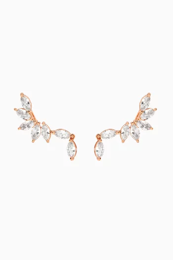 CZ Marquis Curved Earrings in Rose-gold Plated Brass