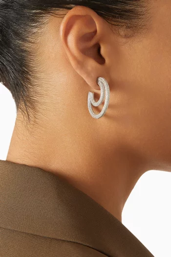 CZ Pavé Double Hoops in Rhodium-plated Brass