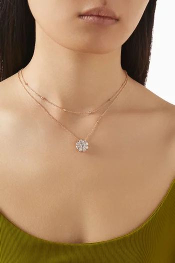 قلادة بسلسلة مزدوجة مرصعة بأحجار زركونيا سوليتير نحاس مطلي