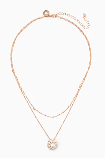 قلادة بسلسلة مزدوجة مرصعة بأحجار زركونيا سوليتير نحاس مطلي