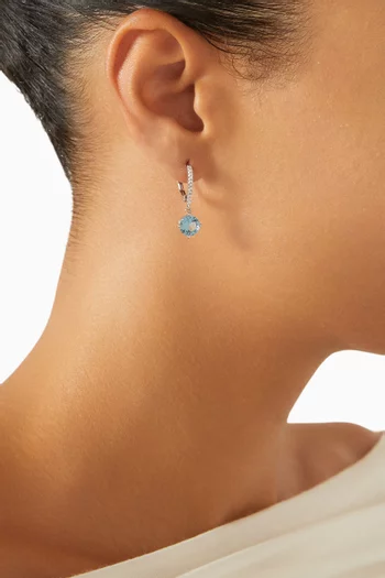 CZ Round Drop Earrings in Rhodium-plated Brass