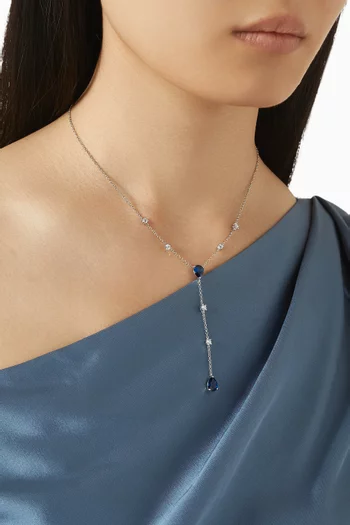 قلادة بتصميم حرف Y مرصعة بأحجار زركونيا نحاس مطلي روديوم