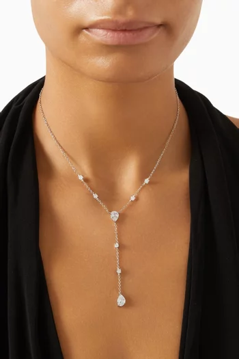 CZ Y Necklace in Rhodium-plated Brass