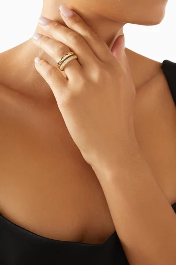 CZ Pavé Scatter Ring in Gold-plated Brass