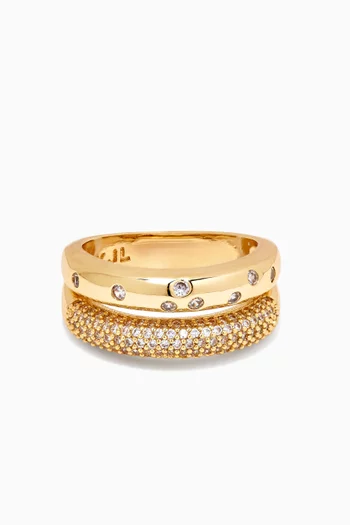 CZ Pavé Scatter Ring in Gold-plated Brass