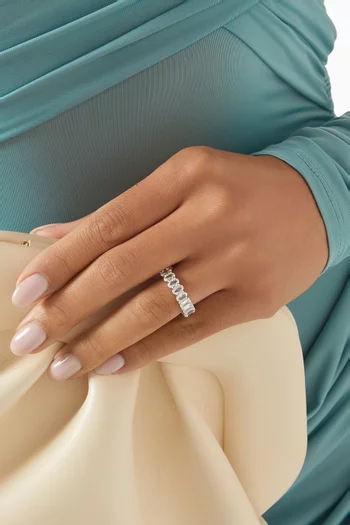 خاتم مرصع بأحجار زركونيا نحاس مطلي روديوم