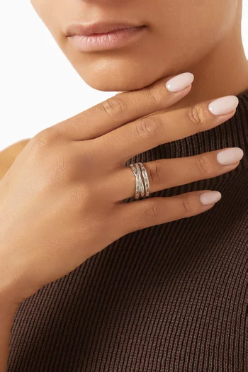 CZ Baguette Band Ring in Rhodium-plated Brass