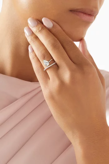 CZ Pavé Pear Wrap Ring in Rhodium-plated Brass