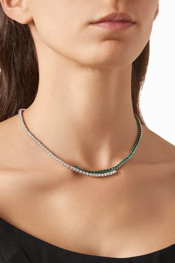CZ Tennis Two-tone Necklace in Rhodium-plated Brass