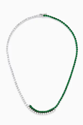 CZ Tennis Two-tone Necklace in Rhodium-plated Brass