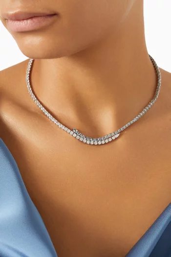 CZ Tennis Two-tone Necklace in Rhodium-plated Brass
