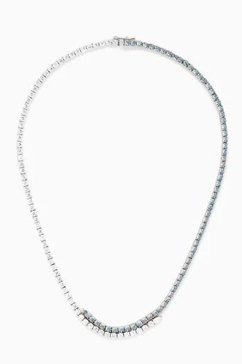 CZ Tennis Two-tone Necklace in Rhodium-plated Brass