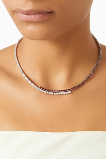 CZ Tennis Two-tone Necklace in Rhodium-plated Brass