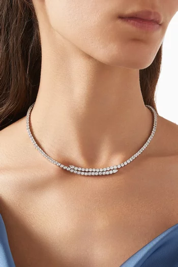 CZ Tennis Necklace in Rhodium-plated Brass