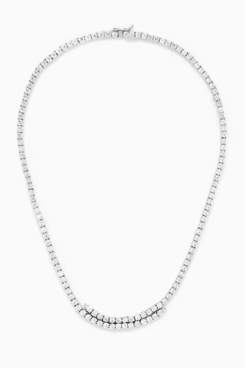 CZ Tennis Necklace in Rhodium-plated Brass