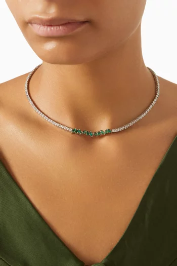 CZ Tennis Necklace in Rhodium-plated Brass
