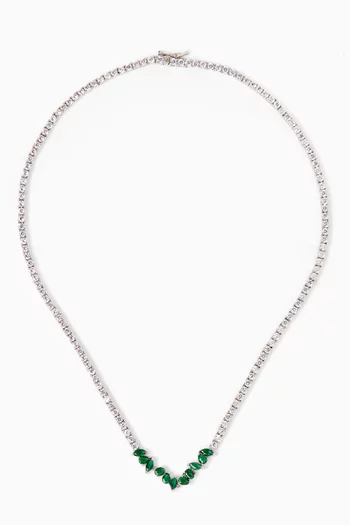 CZ Tennis Necklace in Rhodium-plated Brass