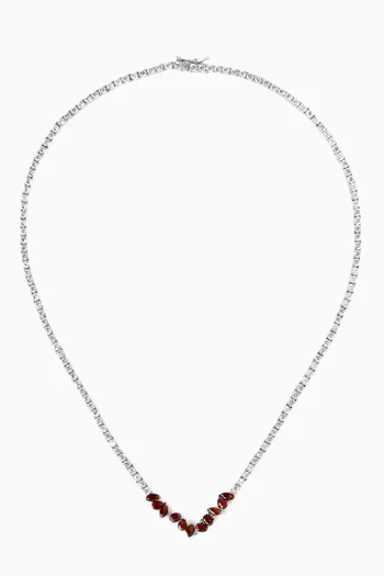 CZ Tennis Necklace in Rhodium-plated Brass