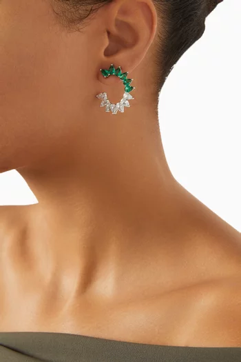 CZ Swirl Earrings in Rodium-plated Brass