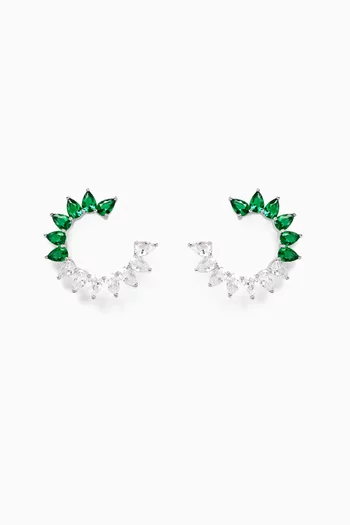 CZ Swirl Earrings in Rodium-plated Brass