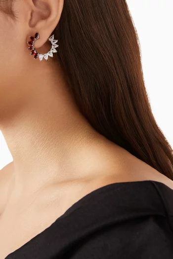 CZ Swirl Earrings in Rodium-plated Brass